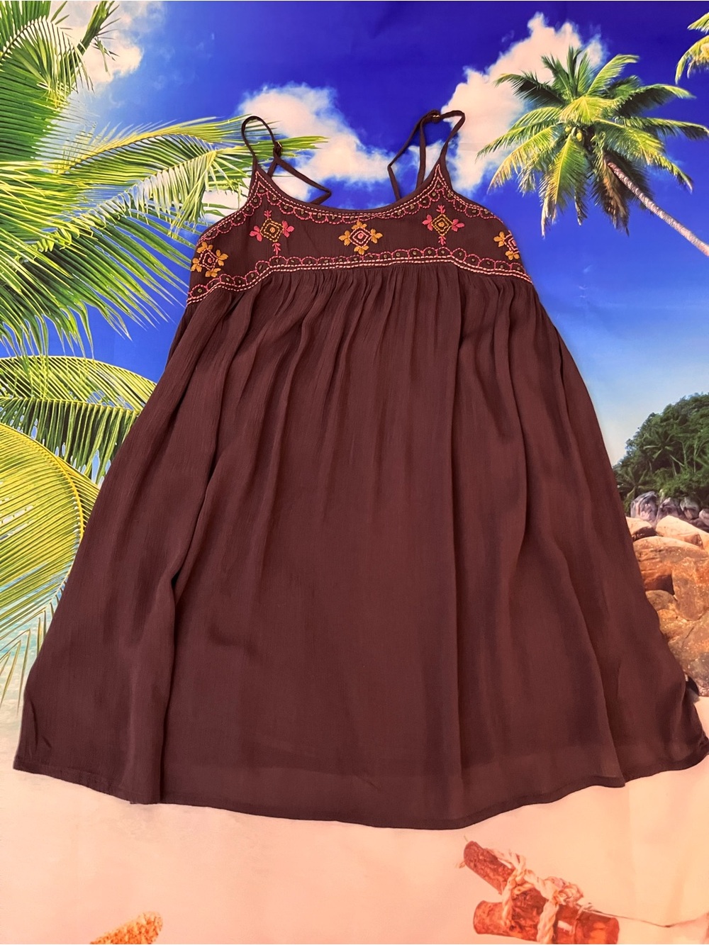 NATURAL LIFE Embroidered Spaghetti-Strap Mini Dress - Picture 10 of 11
